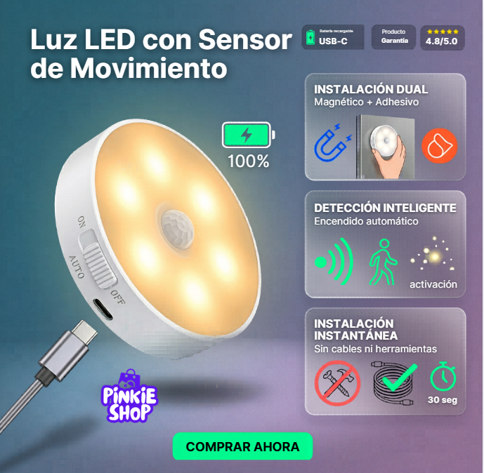 Luz LED con sensor de movimiento 2 +1