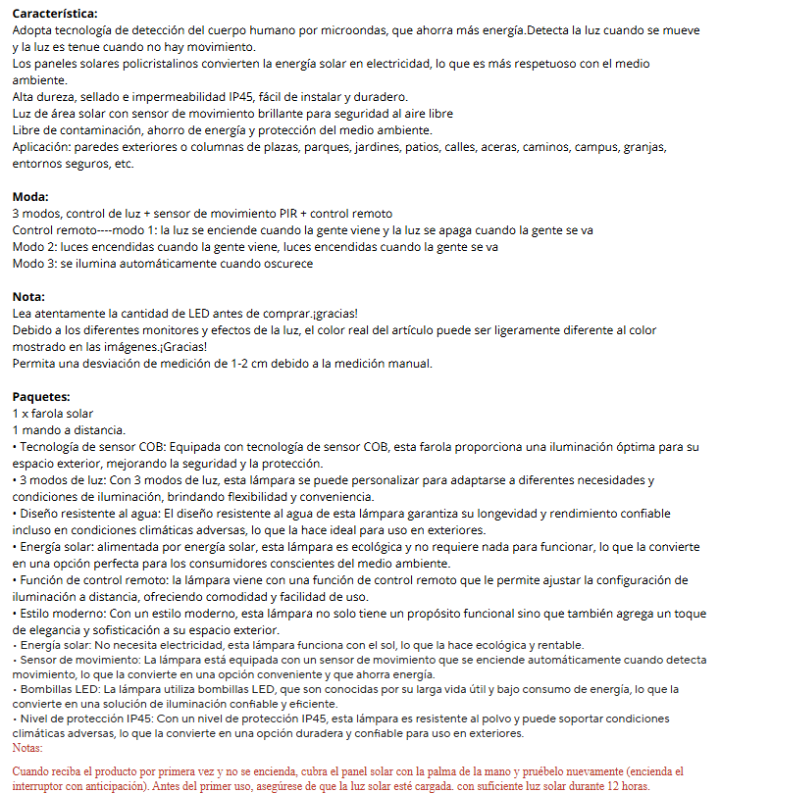 Luz LED con panel solar