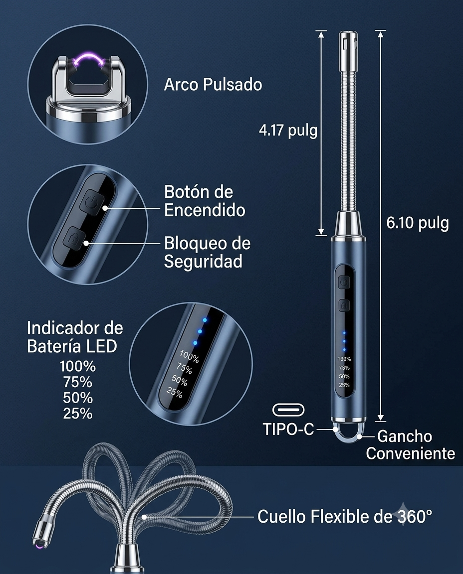 ENCENDEDOR RECARGABLE USB