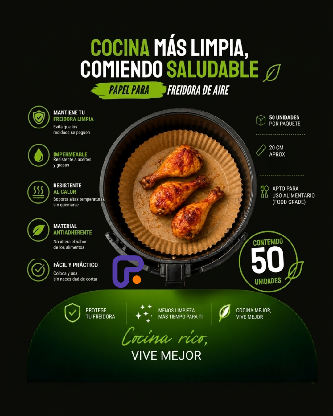 Papel Para Air Fryer 50 Piezas