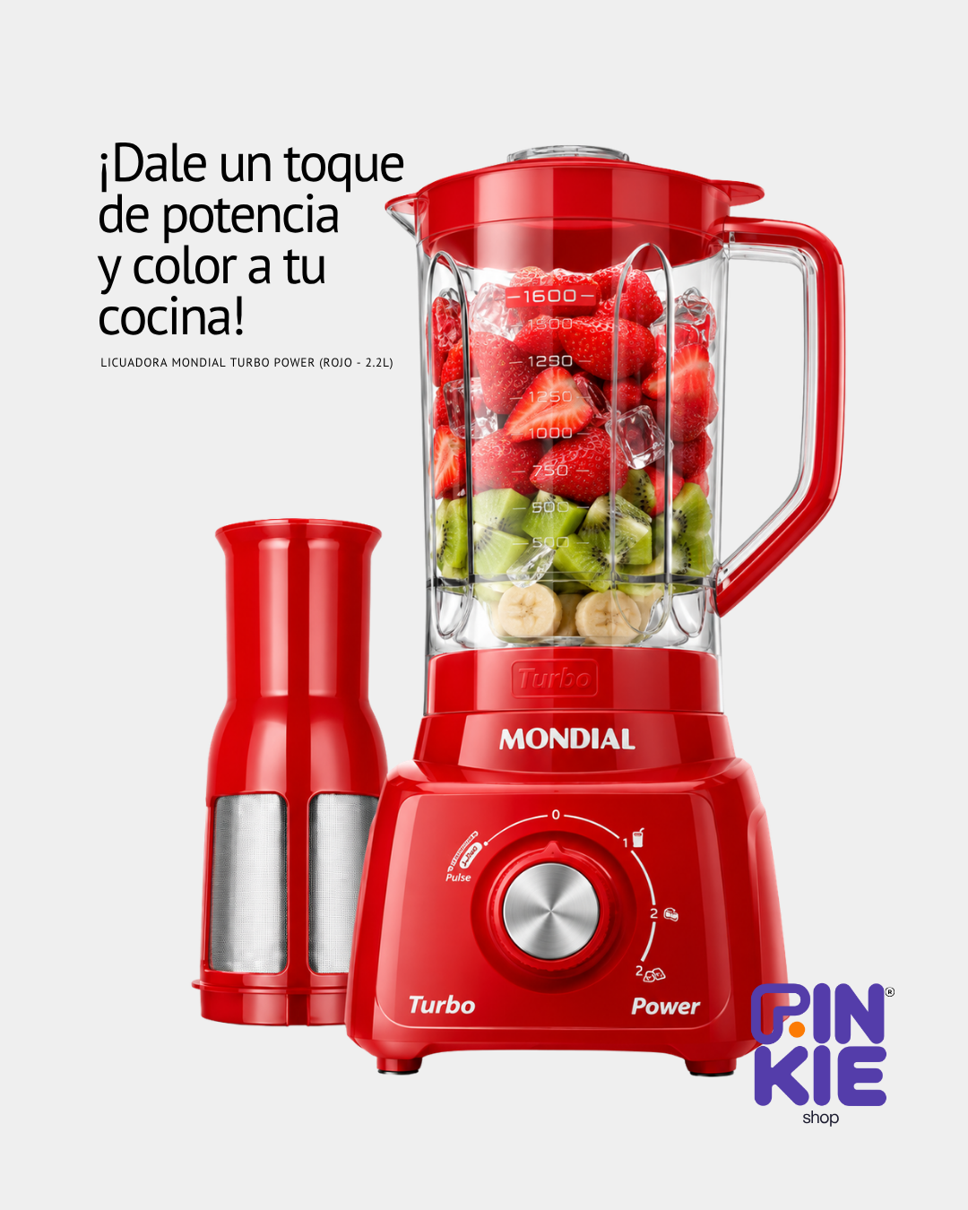 Licuadora Mondial Turbo Power Roja de 2.2L