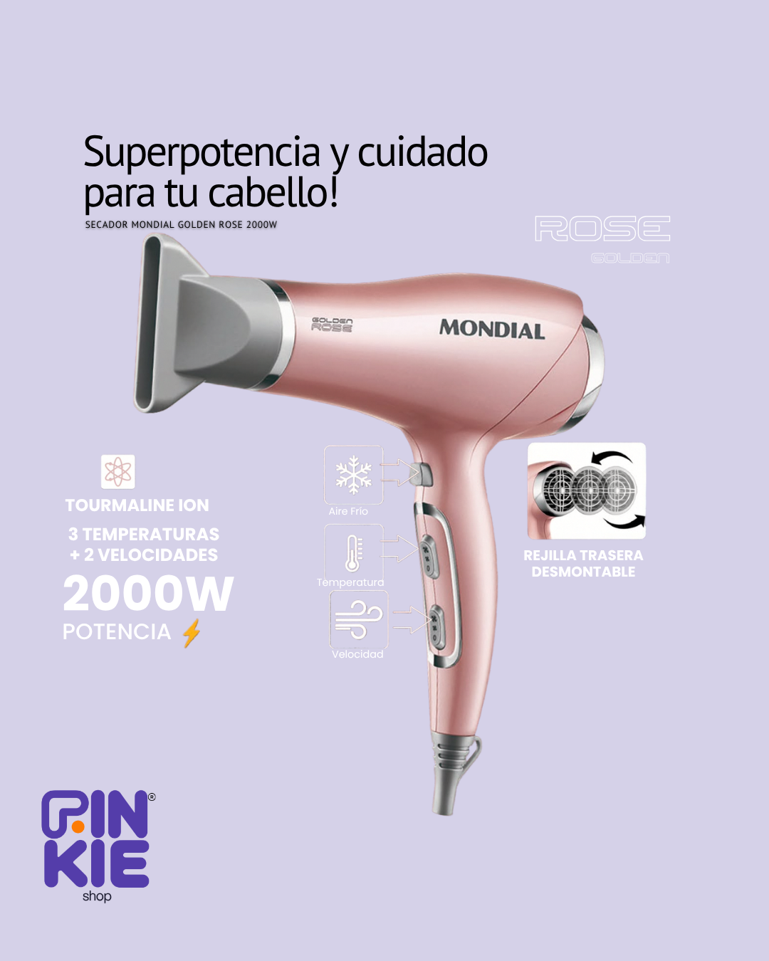 Secador Mondial Golden Rose 2000W