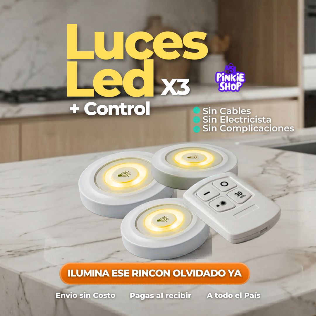 SET DE 3 LUCES LED + 1 CONTROL REMOTO